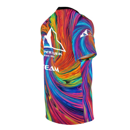 Team Swirly Tie-Dye Unisex All Over Print Jersey - side/back