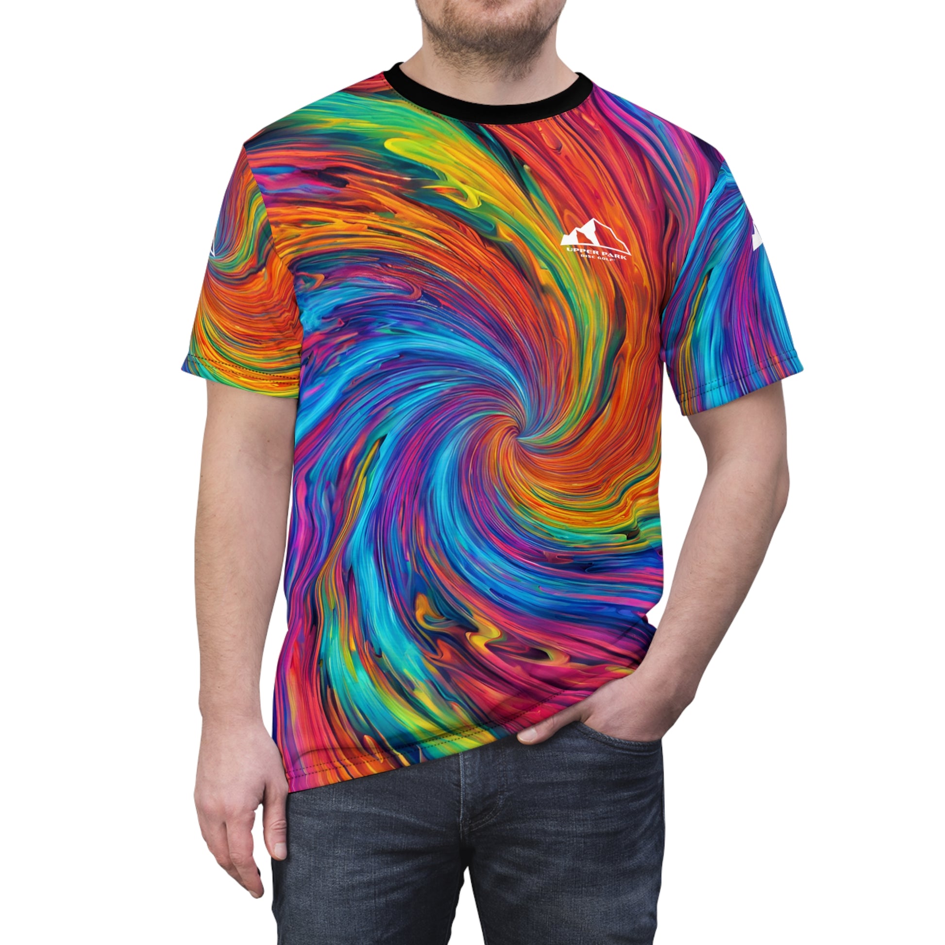 Swirly Tie-Dye Unisex All Over Print Jersey -front